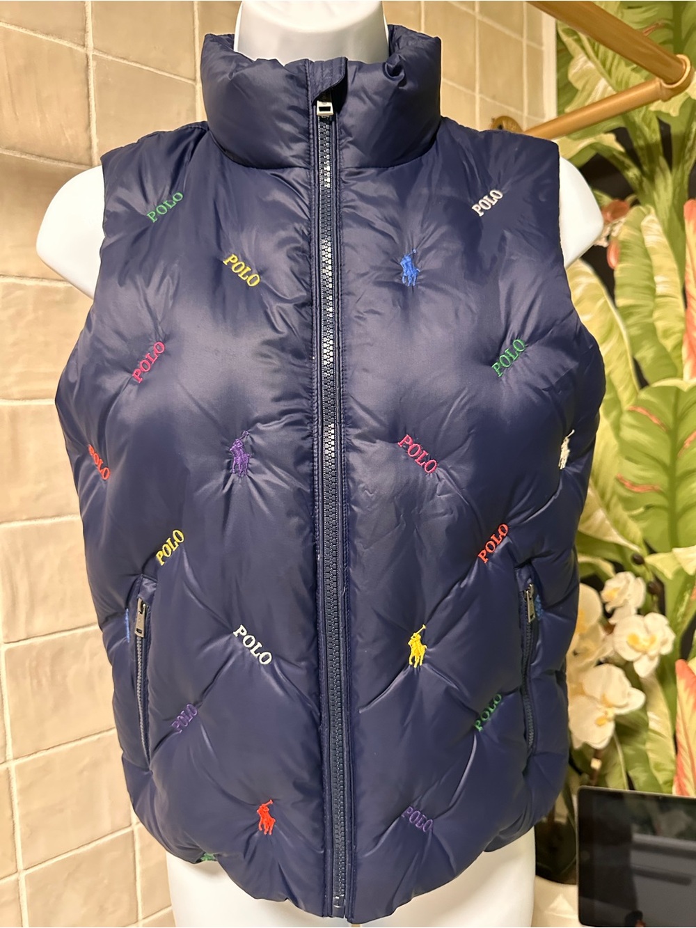 Polo Ralph Lauren Kids Allover Multi-Pony & Polo Logo Puffer Vest